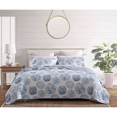 Tommy Bahama Ocean Isle Collection Quilt Set 100% Cotton, Lightweight & Breathable Bedding, Pre-Washed for Added Softness, King, Blue Tommy Bahama Ocean Isle Collection Quilt Set 100% Cotton, Lightweight & Breathable Bedding, Pre-Washed for Added Softness, King, Blue