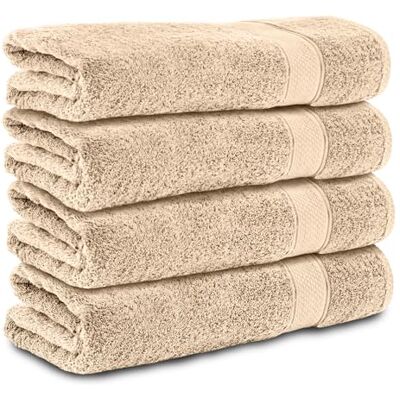 Komfortec 4-częściowy zestaw ręczników 50 x 100 cm ze 100% bawełny, frotte, miękkie, beżowe Komfortec 4-częściowy zestaw ręczników 50 x 100 cm ze 100% bawełny, frotte, miękkie, beżowe