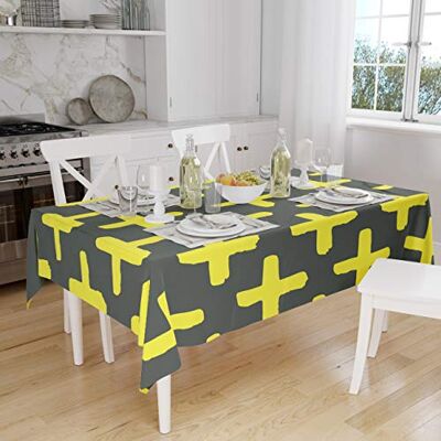 Bonamaison Dekoracja kuchenna, obrus, neonowy żółty, opar, 140 x 160 cm zaprojektowany i wyprodukowany w Turcji Bonamaison Dekoracja kuchenna, obrus, neonowy żółty, opar, 140 x 160 cm zaprojektowany i wyprodukowany w Turcji