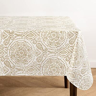 Elrene Home Fashions Savannah Boho Paisley odporny na wodę i plamy winylowy obrus do wewnątrz/na zewnątrz z podkładem flanelowym, prostokątny 152 cm x 259 cm, szarobrązowy Elrene Home Fashions Savannah Boho Paisley odporny na wodę i plamy winylowy obrus do wewnątrz/na zewnątrz z podkładem flanelowym, prostokątny 152 cm x 259 cm, szarobrązowy