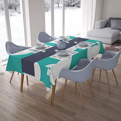 Bonamaison Dekoracja kuchenna, obrus, turkusowy, biały, 140 x 200 cm zaprojektowany i wyprodukowany w Turcji Bonamaison Dekoracja kuchenna, obrus, turkusowy, biały, 140 x 200 cm zaprojektowany i wyprodukowany w Turcji