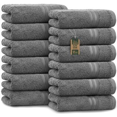 NatureMark Ręczniki gościnne – Zestaw 12 sztuk (30x50 cm), 100% bawełna, certyfikat Oeko-Tex, miękkie, chłonne i łatwe w pielęgnacji – Do łazienki, dla gości i spa – Kolor Antracyt/Szary NatureMark Ręczniki gościnne – Zestaw 12 sztuk (30x50 cm), 100% bawełna, certyfikat Oeko-Tex, miękkie, chłonne i łatwe w pielęgnacji – Do łazienki, dla gości i spa – Kolor Antracyt/Szary