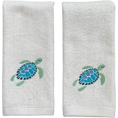 Serafina Home Żółw ręczniki kąpielowe: Letnie morskie miękkie chłonne gość żółw morski wystrój: Aqua Blue Turquoise Haft Design, 2 sztuki 30,5 cm x 45,7 cm cali Serafina Home Żółw ręczniki kąpielowe: Letnie morskie miękkie chłonne gość żółw morski wystrój: Aqua Blue Turquoise Haft Design, 2 sztuki 30,5 cm x 45,7 cm cali