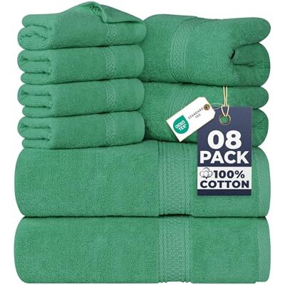 Utopia Towels 8-częściowy zestaw ręczników – 2 ręczniki kąpielowe, 2 ręczniki do rąk i 4 ściereczki do mycia, bawełna, jakość hotelowa, super miękkie i bardzo chłonne (Hunter Green) Utopia Towels 8-częściowy zestaw ręczników – 2 ręczniki kąpielowe, 2 ręczniki do rąk i 4 ściereczki do mycia, bawełna, jakość hotelowa, super miękkie i bardzo chłonne (Hunter Green)