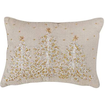SARO LIFESTYLE L'hiver Design PolyBlend haftowana poduszka pod choinkę z wypełnieniem puchowym, 35 x 50 cm, naturalna SARO LIFESTYLE L'hiver Design PolyBlend haftowana poduszka pod choinkę z wypełnieniem puchowym, 35 x 50 cm, naturalna