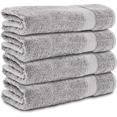 Komfortec Zestaw 4 ręczników kąpielowych 70 x 140 cm, 100% bawełna, 470 g/m², frotte, miękkie, srebrne Komfortec Zestaw 4 ręczników kąpielowych 70 x 140 cm, 100% bawełna, 470 g/m², frotte, miękkie, srebrne