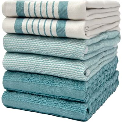 Bumble Towels Bumble Ręczniki kuchenne – ręczniki do naczyń, ręczniki bawełniane – 6 sztuk – rozmiar XL 50 x 70 cm – szlachetna, miękka i wytrzymała bawełna pierścieniowa w 3 różnych teksturach (Aqua) Bumble Towels Bumble Ręczniki kuchenne – ręczniki do naczyń, ręczniki bawełniane – 6 sztuk – rozmiar XL 50 x 70 cm – szlachetna, miękka i wytrzymała bawełna pierścieniowa w 3 różnych teksturach (Aqua)