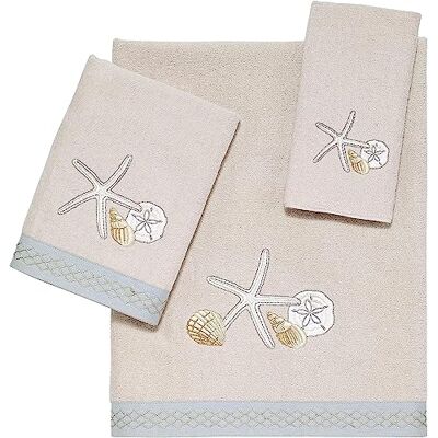 Avanti Linens 3-częściowy zestaw ręczników, miękkie i chłonne ręczniki bawełniane, akcesoria łazienkowe inspirowane plażą (kolekcja Seaglass) Avanti Linens 3-częściowy zestaw ręczników, miękkie i chłonne ręczniki bawełniane, akcesoria łazienkowe inspirowane plażą (kolekcja Seaglass)