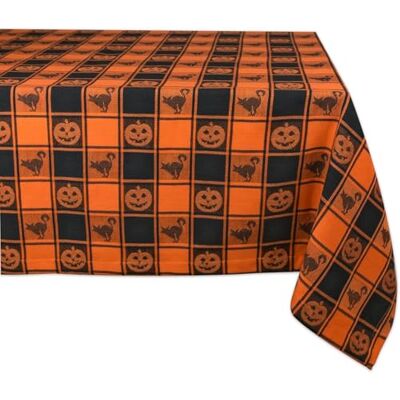 DII Dekoracja stołu na imprezę Halloween, wielokrotnego użytku, można prać w pralce, tkanina bawełniana, obrus, 152 x 213 cm, pomarańczowo-czarna krata buffalo DII Dekoracja stołu na imprezę Halloween, wielokrotnego użytku, można prać w pralce, tkanina bawełniana, obrus, 152 x 213 cm, pomarańczowo-czarna krata buffalo