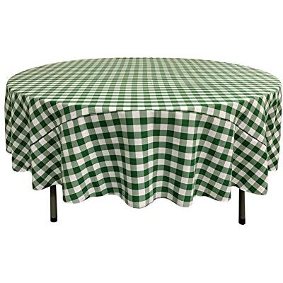 LA Linen Okrągły obrus w kratkę poli 230 cm, zielony/biały LA Linen Okrągły obrus w kratkę poli 230 cm, zielony/biały