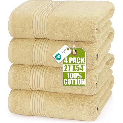 Utopia Towels 4-częściowy zestaw luksusowych ręczników kąpielowych, (60 x 137 cm), 100% bawełna pierścieniowa 600 g/m2, lekkie i bardzo chłonne szybkoschnące ręczniki do łazienki, na siłownię, do spa i hotelu (beżowe) Utopia Towels 4-częściowy zestaw luksusowych ręczników kąpielowych, (60 x 137 cm), 100% bawełna pierścieniowa 600 g/m2, lekkie i bardzo chłonne szybkoschnące ręczniki do łazienki, na siłownię, do spa i hotelu (beżowe)