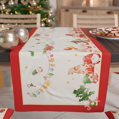 PETTI Artigiani Italiani Bieżnik na stół bożonarodzeniowy, bieżnik kuchenny 140 x 40 cm, świąteczny bieżnik elegancki krasnal, 100% Made in Itay PETTI Artigiani Italiani Bieżnik na stół bożonarodzeniowy, bieżnik kuchenny 140 x 40 cm, świąteczny bieżnik elegancki krasnal, 100% Made in Itay