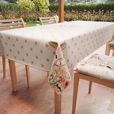 PETTI Artigiani Italiani Obrus Wielkanocny Prostokątny Pokrywa Wielkanocna Kuchnia Rysunek Różowy Królik X6 miejsc (140 x 180 cm) 100% Wyprodukowano we Włoszech PETTI Artigiani Italiani Obrus Wielkanocny Prostokątny Pokrywa Wielkanocna Kuchnia Rysunek Różowy Królik X6 miejsc (140 x 180 cm) 100% Wyprodukowano we Włoszech
