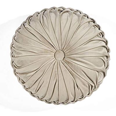 Lush Decor Okrągła plisowana miękka aksamitna poduszka dekoracyjna, 38 cm, taupe Lush Decor Okrągła plisowana miękka aksamitna poduszka dekoracyjna, 38 cm, taupe