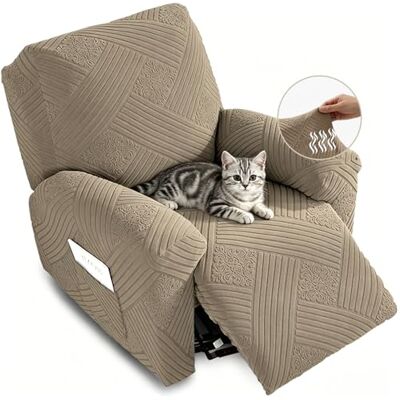 NORTHERN BROTHERS Recliner Chair Covers Lazy Boy Recliner Covers That Stay in Place, 4 Pieces Reclining Chair Cover Recliner Slipcovers 1 Seater, Khaki NORTHERN BROTHERS Recliner Chair Covers Lazy Boy Recliner Covers That Stay in Place, 4 Pieces Reclining Chair Cover Recliner Slipcovers 1 Seater, Khaki