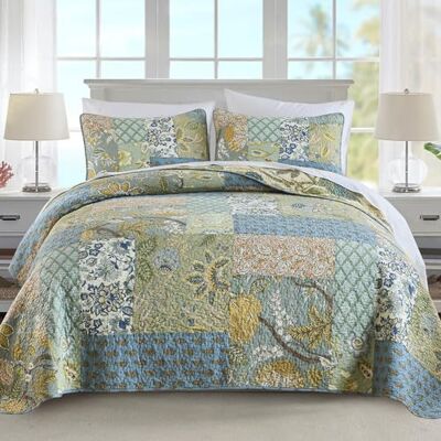 NEWLAKE Zestaw kołdry w stylu boho z kwiatowym wzorem z prawdziwym haftem, rozmiar queen size NEWLAKE Zestaw kołdry w stylu boho z kwiatowym wzorem z prawdziwym haftem, rozmiar queen size