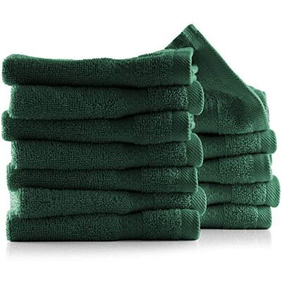 Hearth & Harbor Zestaw ręczników kąpielowych, 100% Ring Spun Low Twist Cotton Ultramiękkie i bardzo chłonne ręczniki do rąk na plażę, do spa i łazienki, bawełna, zielony Hunter Green, 12 ściereczek do Hearth & Harbor Zestaw ręczników kąpielowych, 100% Ring Spun Low Twist Cotton Ultramiękkie i bardzo chłonne ręczniki do rąk na plażę, do spa i łazienki, bawełna, zielony Hunter Green, 12 ściereczek do