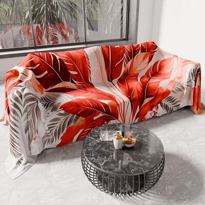 PETTI Artigiani Italiani Pokrowiec na sofę z mikrofibry 400 x 270 cm, z czerwoną palmą, uniwersalny, na sofę, narzuty i pokrowce na stół, zmywalny, ochronny pokrowiec PETTI Artigiani Italiani Pokrowiec na sofę z mikrofibry 400 x 270 cm, z czerwoną palmą, uniwersalny, na sofę, narzuty i pokrowce na stół, zmywalny, ochronny pokrowiec
