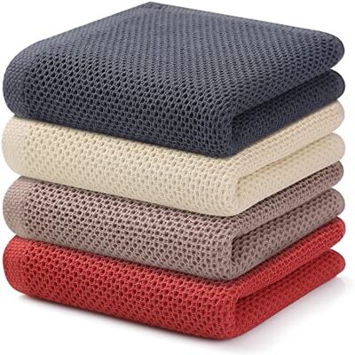 Kitinjoy 100% bawełniane ręczniki kuchenne o splocie waflowym, 4-pak super miękkich i chłonnych ręczników kuchennych do suszenia naczyń, ręczniki kuchenne, 33 x 71 cm, różne kolory Kitinjoy 100% bawełniane ręczniki kuchenne o splocie waflowym, 4-pak super miękkich i chłonnych ręczników kuchennych do suszenia naczyń, ręczniki kuchenne, 33 x 71 cm, różne kolory