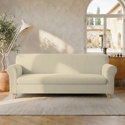 Italian Bed Linen LESLIE Elastyczna i rozciągliwa narzuta na sofę, śmietana 3-osobowa Italian Bed Linen LESLIE Elastyczna i rozciągliwa narzuta na sofę, śmietana 3-osobowa
