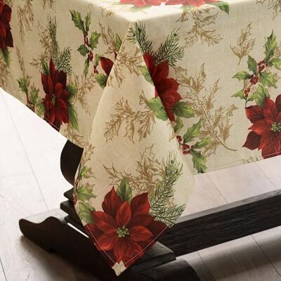 Elrene Home Fashions Świąteczna wilczomlecz świąteczna tkanina obrus, wielokolorowy, prostokątny obrus 152 cm x 260 cm Elrene Home Fashions Świąteczna wilczomlecz świąteczna tkanina obrus, wielokolorowy, prostokątny obrus 152 cm x 260 cm