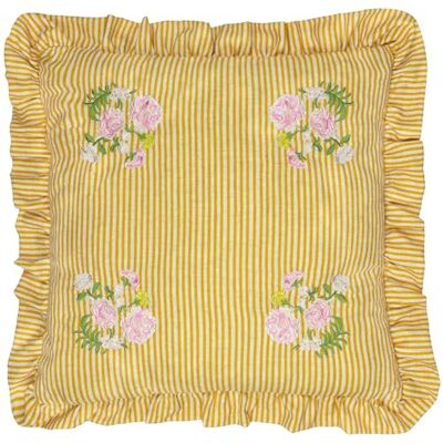 furn. Wylder Martha haftowana poszewka na poduszkę z falbanką żółta 50 x 50 cm furn. Wylder Martha haftowana poszewka na poduszkę z falbanką żółta 50 x 50 cm