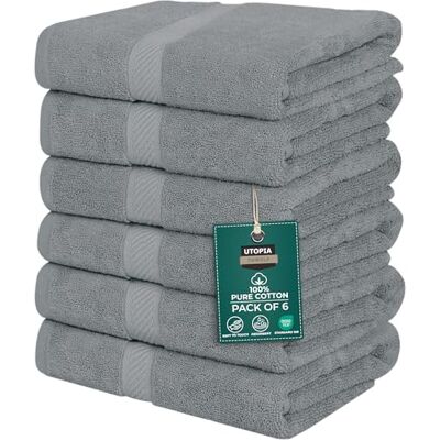 Utopia Towels 6-pak małych ręczników kąpielowych, 100% bawełna typu ring spun (56 x 112 cm), lekkie i bardzo chłonne szybkoschnące ręczniki, ręczniki premium do hotelu, spa i łazienki (chłodny szary) Utopia Towels 6-pak małych ręczników kąpielowych, 100% bawełna typu ring spun (56 x 112 cm), lekkie i bardzo chłonne szybkoschnące ręczniki, ręczniki premium do hotelu, spa i łazienki (chłodny szary)