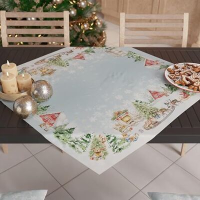 PETTI Artigiani Italiani Świąteczny bieżnik na stół, bieżnik na stół bożonarodzeniowy 90 x 90 cm, bieżnik na stół Snow, 100% Made in Itay PETTI Artigiani Italiani Świąteczny bieżnik na stół, bieżnik na stół bożonarodzeniowy 90 x 90 cm, bieżnik na stół Snow, 100% Made in Itay