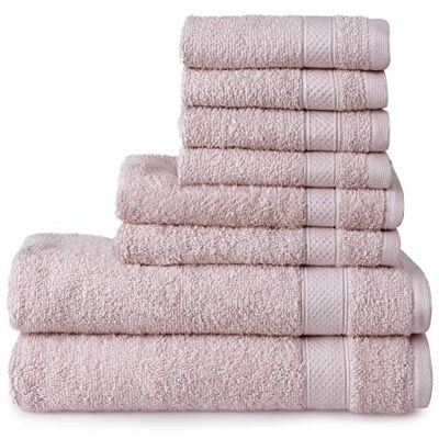 Welhome Podstawowy ręcznik 100% bawełniany (róż) zestaw 8-częściowy, szybkoschnący, chłonny, miękki, 434 g/m², można prać w pralce, 2 łazienki, 2 ręce, 4 ręczniki do prania Welhome Podstawowy ręcznik 100% bawełniany (róż) zestaw 8-częściowy, szybkoschnący, chłonny, miękki, 434 g/m², można prać w pralce, 2 łazienki, 2 ręce, 4 ręczniki do prania