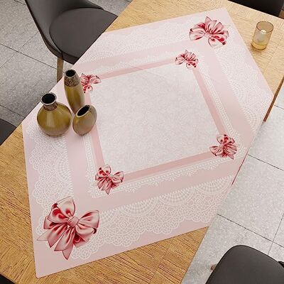 PETTI Artigiani Italiani Tekstylia kuchenne, nowoczesny bieżnik 90 x 90 cm z mikrofibry, elegancki obrus na stół z nadrukiem cyfrowym Różowa kokardka, 100% Made in Italy PETTI Artigiani Italiani Tekstylia kuchenne, nowoczesny bieżnik 90 x 90 cm z mikrofibry, elegancki obrus na stół z nadrukiem cyfrowym Różowa kokardka, 100% Made in Italy