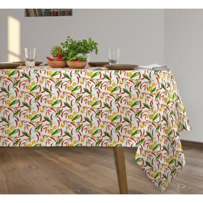 Vilber , Obrus, bawełna i poliester z włókien z recyklingu cięte tkanina. Żywica, odporna na plamy, wodoodporna, do wewnątrz i na zewnątrz. Chillies.3105 (140x240 cm) Vilber , Obrus, bawełna i poliester z włókien z recyklingu cięte tkanina. Żywica, odporna na plamy, wodoodporna, do wewnątrz i na zewnątrz. Chillies.3105 (140x240 cm)
