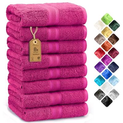 NatureMark Zestaw 8 Ręczników do Rąk 100% Bawełna Chłonne i Trwałe Ręczniki, Rozmiar 50×100 cm, Różowy NatureMark Zestaw 8 Ręczników do Rąk 100% Bawełna Chłonne i Trwałe Ręczniki, Rozmiar 50×100 cm, Różowy