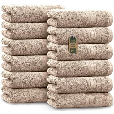 NatureMark Ręczniki gościnne – Zestaw 12 sztuk (30x50 cm), 100% bawełna, certyfikat Oeko-Tex, miękkie, chłonne i łatwe w pielęgnacji – Do łazienki, dla gości i spa – Kolor Piasek NatureMark Ręczniki gościnne – Zestaw 12 sztuk (30x50 cm), 100% bawełna, certyfikat Oeko-Tex, miękkie, chłonne i łatwe w pielęgnacji – Do łazienki, dla gości i spa – Kolor Piasek