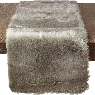 SARO LIFESTYLE Luksusowy szary podłużny bieżnik ze sztucznego futra 15 x 72 cm (1 szt. i styl idealny na każdą okazję, poliester, szary, 38 cm x 183 cm SARO LIFESTYLE Luksusowy szary podłużny bieżnik ze sztucznego futra 15 x 72 cm (1 szt. i styl idealny na każdą okazję, poliester, szary, 38 cm x 183 cm