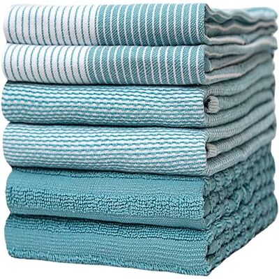 Bumble Towels Bumble kuchenne ręczniki do naczyń do rąk, zestaw 6 sztuk, luksusowe, miękkie, trwałe bawełniane z 3 różnymi teksturami bardzo duże 50 x 71 cm dostępne w opakowaniach Aqua Blue i Grey (Aqua) Bumble Towels Bumble kuchenne ręczniki do naczyń do rąk, zestaw 6 sztuk, luksusowe, miękkie, trwałe bawełniane z 3 różnymi teksturami bardzo duże 50 x 71 cm dostępne w opakowaniach Aqua Blue i Grey (Aqua)