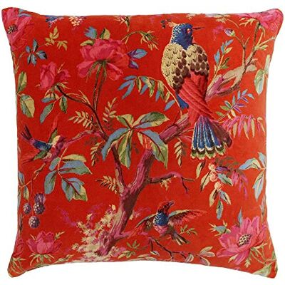 Paoletti Riva Paradise kwadratowa poszewka na poduszkę pomarańczowy kolorowy nadruk ptaka aksamitna tkanina, można prać w pralce, 100% bawełna, 50 x 50 cm Paoletti Riva Paradise kwadratowa poszewka na poduszkę pomarańczowy kolorowy nadruk ptaka aksamitna tkanina, można prać w pralce, 100% bawełna, 50 x 50 cm