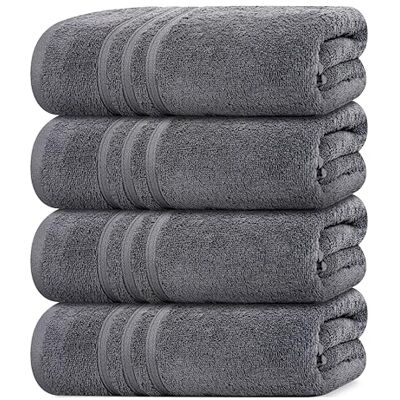 Tens Towels Ciemnoszare ręczniki kąpielowe, zestaw 4 szt., 100% bawełna, ręczniki łazienkowe, 61 x 137 cm, idealne na co dzień, lekkie, szybkoschnące ręczniki do łazienki Tens Towels Ciemnoszare ręczniki kąpielowe, zestaw 4 szt., 100% bawełna, ręczniki łazienkowe, 61 x 137 cm, idealne na co dzień, lekkie, szybkoschnące ręczniki do łazienki