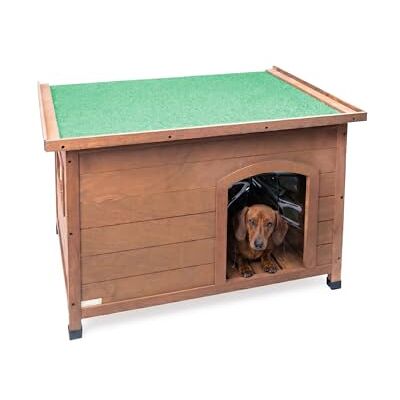 AQPET Friends Baita drewniane łóżko zewnętrzne dla psów z szyberdachem i zasłonami termicznymi w zestawie mały rozmiar 85x60x58h AQPET Friends Baita drewniane łóżko zewnętrzne dla psów z szyberdachem i zasłonami termicznymi w zestawie mały rozmiar 85x60x58h