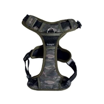 Bobby Camouflage Comfort uprząż dla psa, długość pleców 25,5 cm, z podwójnym metalowym pierścieniem, kolor kamuflażowy khaki, rozmiar S/obwód klatki piersiowej 40-52 cm Bobby Camouflage Comfort uprząż dla psa, długość pleców 25,5 cm, z podwójnym metalowym pierścieniem, kolor kamuflażowy khaki, rozmiar S/obwód klatki piersiowej 40-52 cm