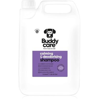 Buddycare Kojący i dezodoryzujący szampon firmy – lawendowy szampon dla psów, z aloesem i pro-witaminą B5 (5 l) Buddycare Kojący i dezodoryzujący szampon firmy – lawendowy szampon dla psów, z aloesem i pro-witaminą B5 (5 l)