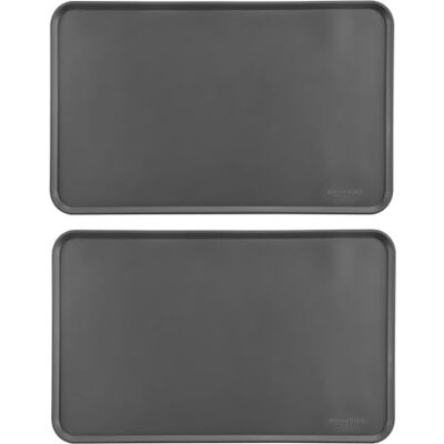 Amazon Basics Mata na karmę dla zwierząt, silikonowa, wodoodporna, 47 x 29 cm, szara, jednolita, opakowanie 2 sztuki Amazon Basics Mata na karmę dla zwierząt, silikonowa, wodoodporna, 47 x 29 cm, szara, jednolita, opakowanie 2 sztuki