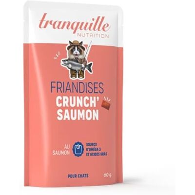 Tranquille Crunch' łosoś dla kota (zestaw 40 x 60 g) Przysmaki bogate w Omega 3 i kwasy tłuszczowe, zdrowa skóra i błyszcząca sierść, wsparcie stawów i mózgu, karma dla kota Tranquille Crunch' łosoś dla kota (zestaw 40 x 60 g) Przysmaki bogate w Omega 3 i kwasy tłuszczowe, zdrowa skóra i błyszcząca sierść, wsparcie stawów i mózgu, karma dla kota