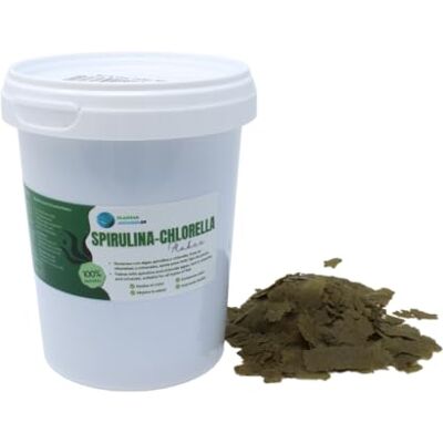 PlantasAcuario Spirulina Chlorella Płatki Rośliny Akwarium 500 ml, pasza na bazie wodorostów, płatki dla wszystkich rodzajów ryb PlantasAcuario Spirulina Chlorella Płatki Rośliny Akwarium 500 ml, pasza na bazie wodorostów, płatki dla wszystkich rodzajów ryb