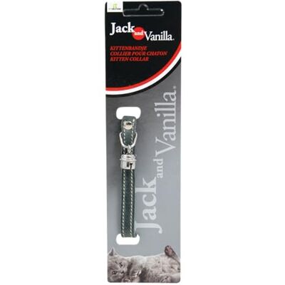 JACK AND VANILLA , Obroża dla kociaka z tłustej skóry, nowoczesny i wygodny design, regulowany 10 mm x 25 cm, klamra bezpieczeństwa, łatwy do czyszczenia, szary, model skórzany JACK AND VANILLA , Obroża dla kociaka z tłustej skóry, nowoczesny i wygodny design, regulowany 10 mm x 25 cm, klamra bezpieczeństwa, łatwy do czyszczenia, szary, model skórzany