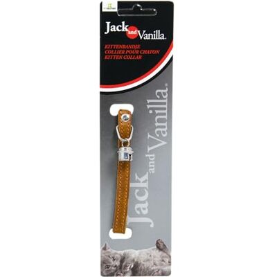 JACK AND VANILLA , Obroża z tłustej skóry dla kociaka, elegancki i wygodny design, klamra bezpieczeństwa, regulowana 10 mm x 25 cm, kolor koniaku, model skórzany JACK AND VANILLA , Obroża z tłustej skóry dla kociaka, elegancki i wygodny design, klamra bezpieczeństwa, regulowana 10 mm x 25 cm, kolor koniaku, model skórzany
