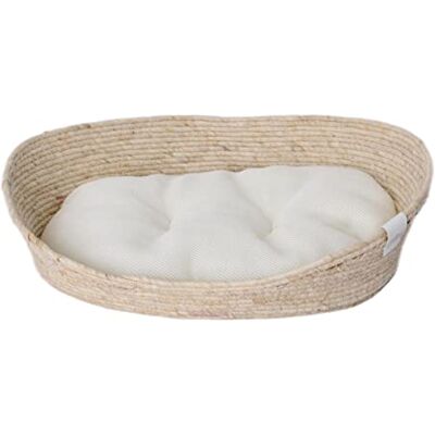 Dehner Premium Lovely Miękkie łóżko do głębokiego snu, 58 x 48 x 18 cm, materiał naturalny/pluszowy, biały/beżowy Dehner Premium Lovely Miękkie łóżko do głębokiego snu, 58 x 48 x 18 cm, materiał naturalny/pluszowy, biały/beżowy
