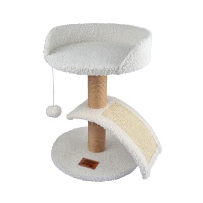 Drzewko dla Kotów Wooly - Białe - 40cm wysokości x 30cm szerokości - Wytrzymały poliester Drzewko dla Kotów Wooly - Białe - 40cm wysokości x 30cm szerokości - Wytrzymały poliester