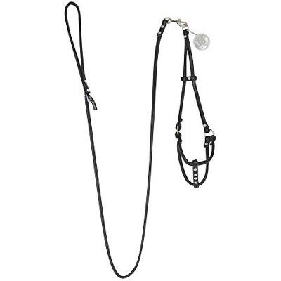 Hip Doggie HD-6SIPLB-XS Soft Faux Leather Step-in Harness w/Detachable Leash Black XS uprząż dla psa Hip Doggie HD-6SIPLB-XS Soft Faux Leather Step-in Harness w/Detachable Leash Black XS uprząż dla psa