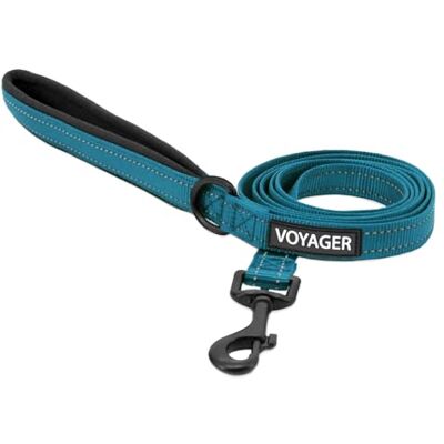 Best Pet Supplies Voyager Odblaskowa smycz dla psa z neoprenowym uchwytem, długość 1,5 m, obsługuje małe, średnie i duże rasy, urocza i wytrzymała, do chodzenia, biegania i treningu, turkusowa, rozmiar S Best Pet Supplies Voyager Odblaskowa smycz dla psa z neoprenowym uchwytem, długość 1,5 m, obsługuje małe, średnie i duże rasy, urocza i wytrzymała, do chodzenia, biegania i treningu, turkusowa, rozmiar S