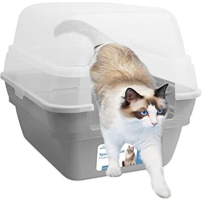 petfamily Kuweta dla kota, duża, składana, z kapturem, z przezroczystą pokrywką, szara petfamily Kuweta dla kota, duża, składana, z kapturem, z przezroczystą pokrywką, szara